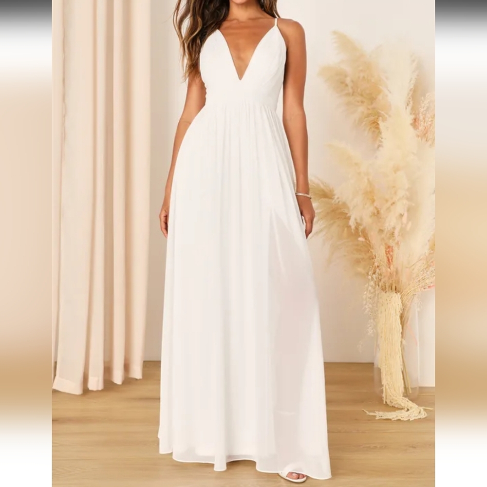 White Pleated Maxi Dress Lulus